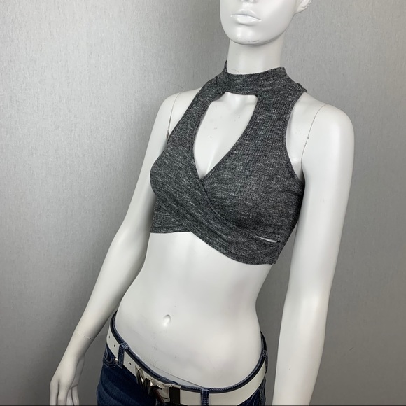 NWT Knit Open Front Crop Busty Racerback Tank Top - Picture 9 of 16